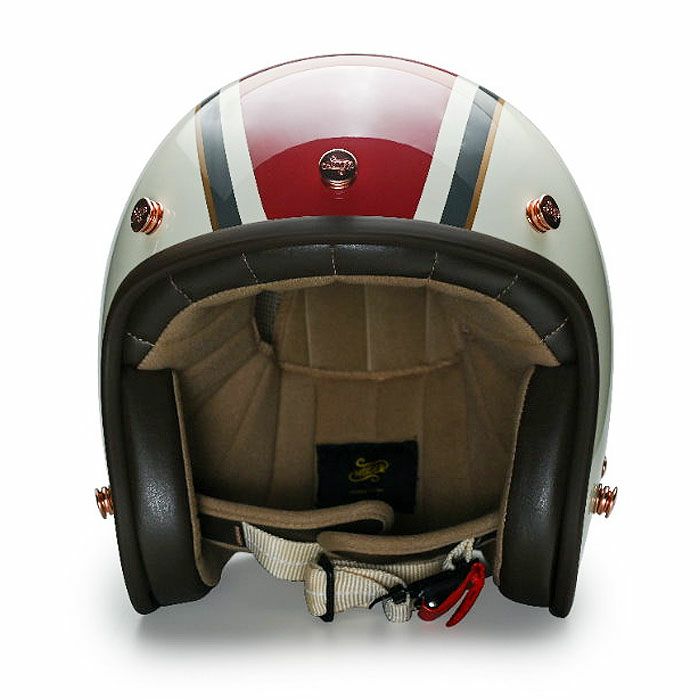 MODER MERLINシリーズ ジェットヘルメット ミルクホワイト/レッド feture 2