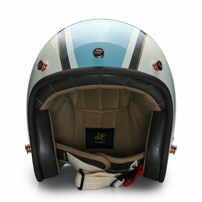 MODER MERLINシリーズ ジェットヘルメット ミルクホワイト/ブルー feture 2