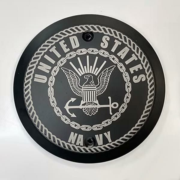 M8ツーリング NAVY#1デザイン ダービーカバー フラットブラック VICBAGGERS