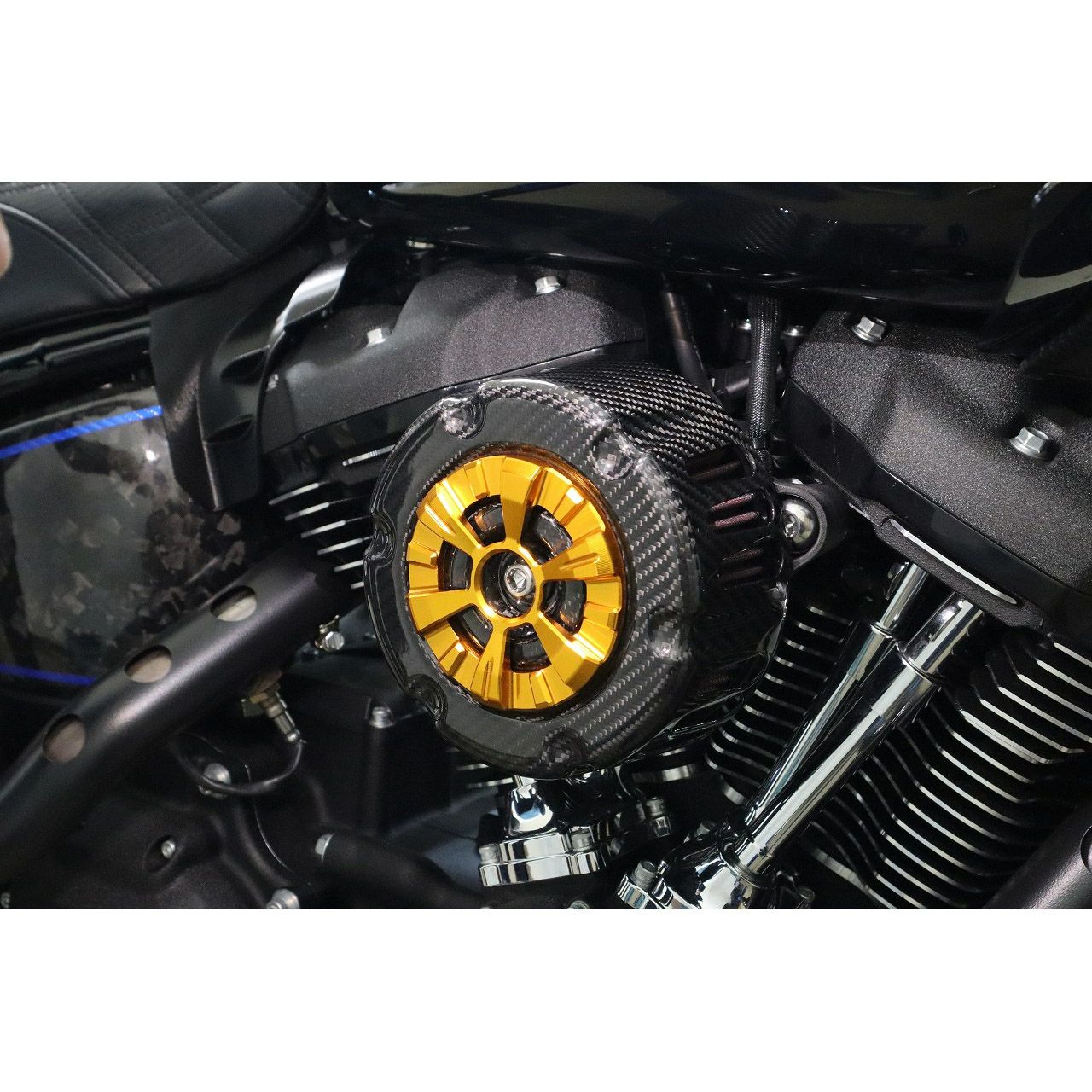 ステルスエアクリーナー用 ドライカーボン・カバー (綾織り/艶有り/ゴールド)3