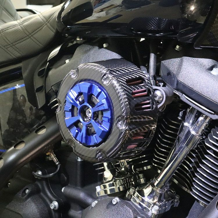 ステルスエアクリーナー用 ドライカーボン・カバー (綾織り/艶有り/ブルー)