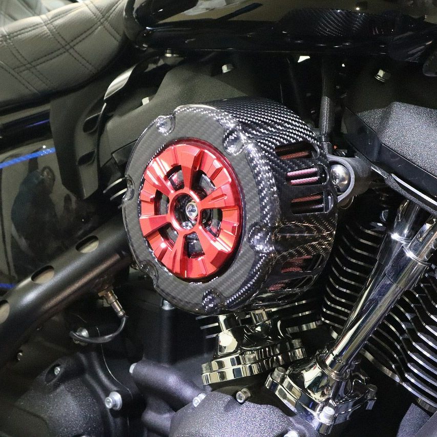 ステルスエアクリーナー用 ドライカーボン・カバー (綾織り/艶有り/レッド)