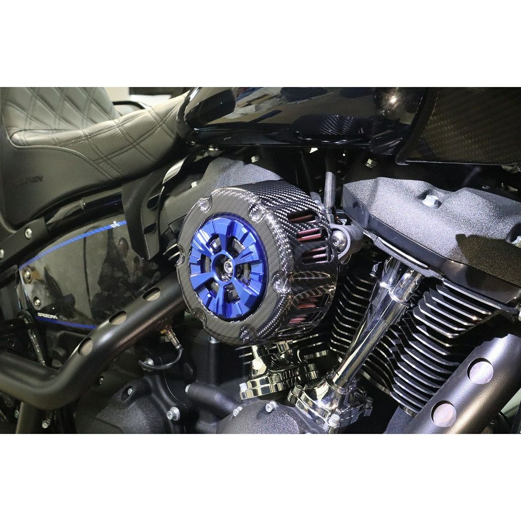 ステルスエアクリーナー用 ドライカーボン・カバー (綾織り/艶消し/ブルー)2