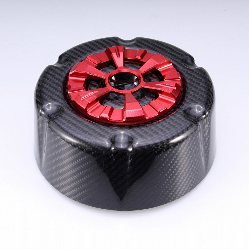 ステルスエアクリーナー用 ドライカーボン・カバー (綾織り/艶消し/レッド)1