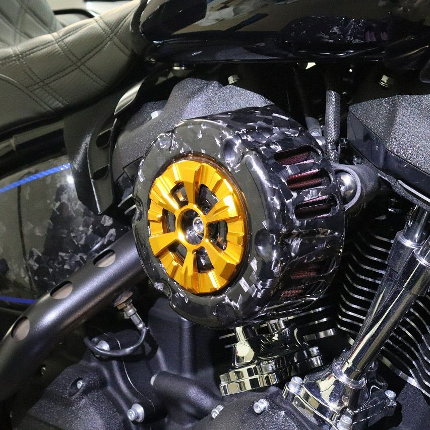 ステルスエアクリーナー用 ドライカーボン・カバー (フォージド/艶有り/ゴールド)