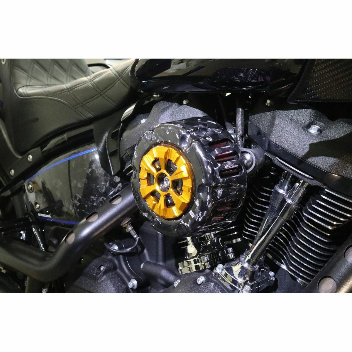 ステルスエアクリーナー用 ドライカーボン・カバー (フォージド/艶有り/ゴールド)3