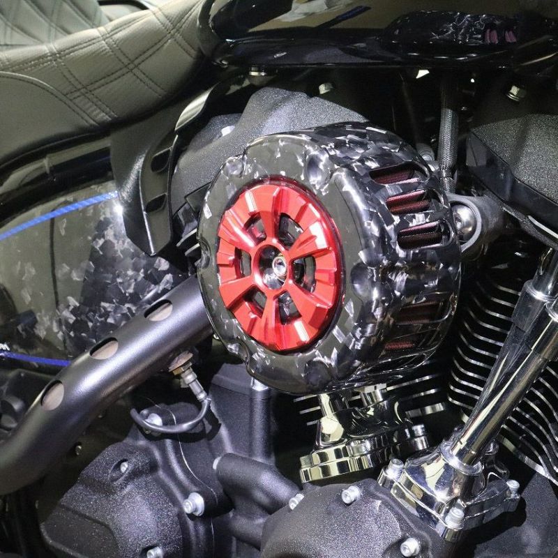 ステルスエアクリーナー用 ドライカーボン・カバー (フォージド/艶有り/レッド)