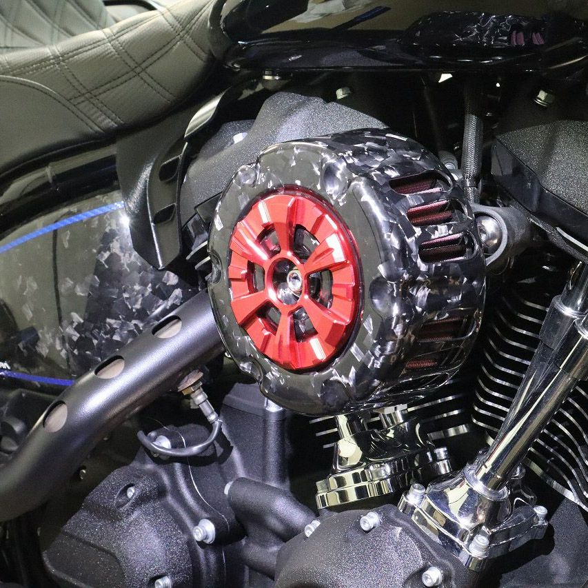 ステルスエアクリーナー用 ドライカーボン・カバー (フォージド/艶有り/レッド)