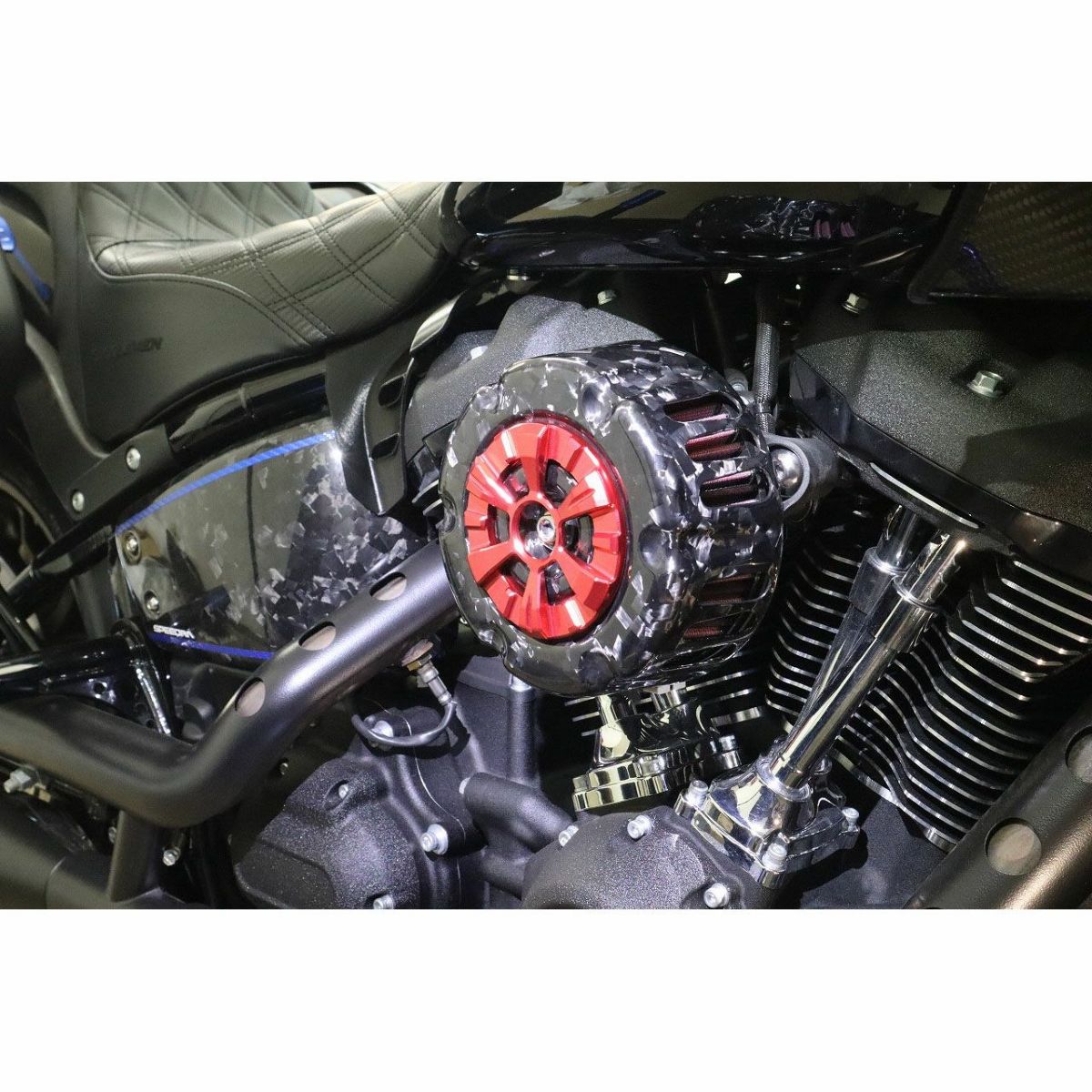 ステルスエアクリーナー用 ドライカーボン・カバー (フォージド/艶有り/レッド)3