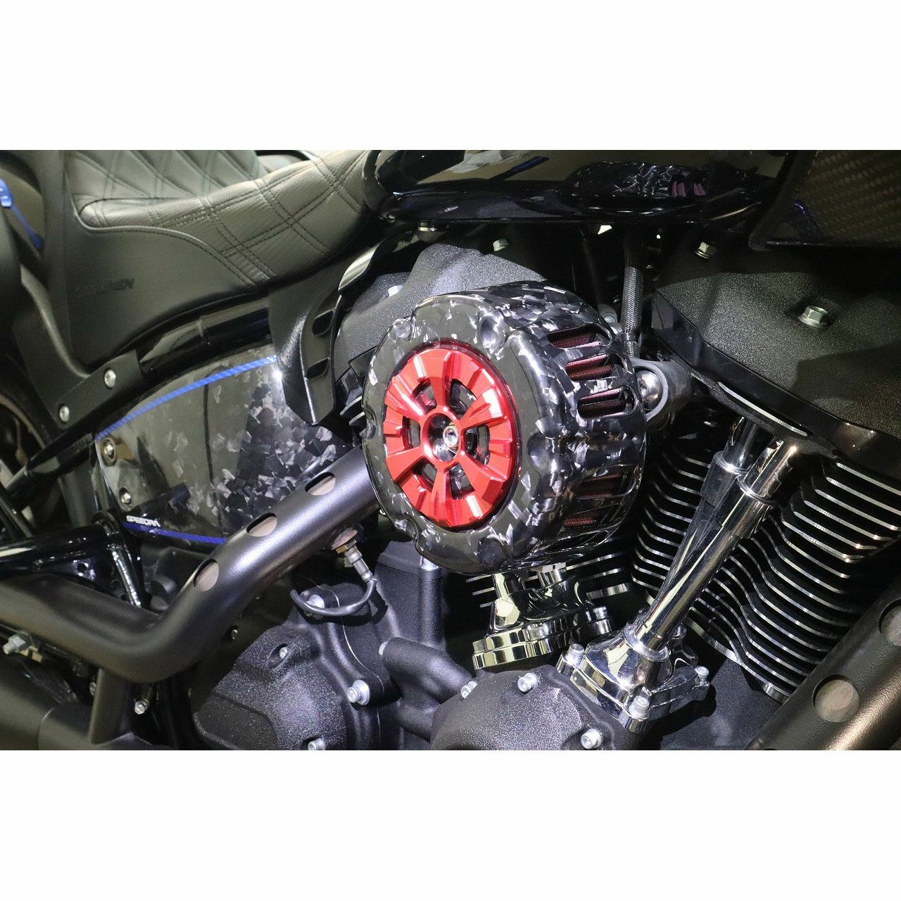 ステルスエアクリーナー用 ドライカーボン・カバー (フォージド/艶消し/レッド)2