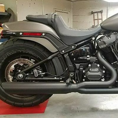 M8 ブレイクアウト、ファットボーイ ファットキャット 2-1エキゾーストマフラー (ブラック) D&Dエキゾースト