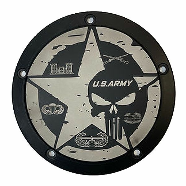 ハーレー ツインカム用 ARMY#2デザイン ダービーカバー フラットブラック VICBAGGERS