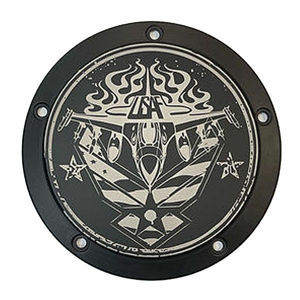 M8ツーリング AIR FORCE#2デザイン ダービーカバー フラットブラック VICBAGGERS