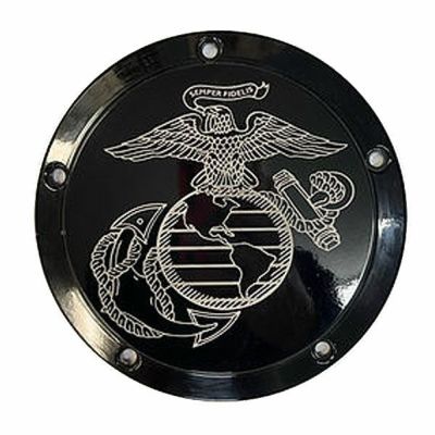 ハーレー ツインカム用 MARINE CORPS SEMPER FI#3デザイン ダービーカバー フラットブラック VICBAGGERS