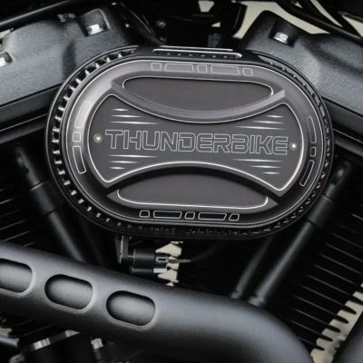 M8 ツーリング、ソフテイル トルク2.0 TBロゴ オーバルエアクリーナーカバー サンダーバイク