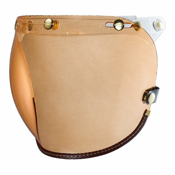 フリップアップ バブルシールド ブラウンレザートリム アンバースモーク feture