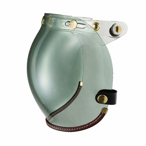 フリップアップ バブルシールド ブラウンレザートリム グリーンスモーク feture 2