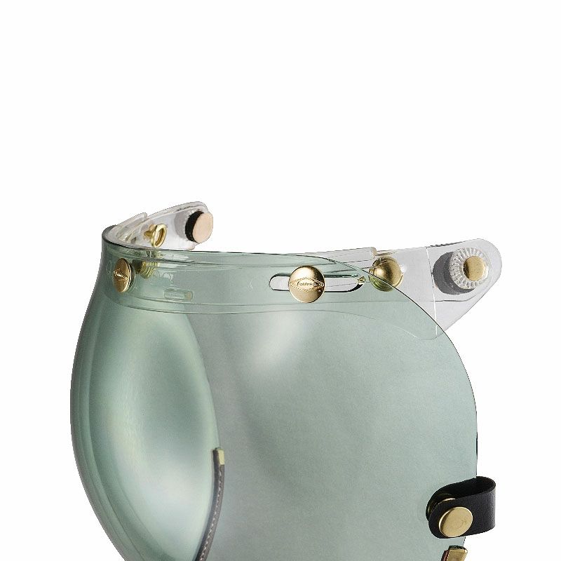 フリップアップ バブルシールド ブラウンレザートリム グリーンスモーク feture 3