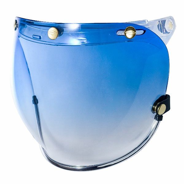 フリップアップ バブルシールド シルバートリム グラデーションブルースモーク feture