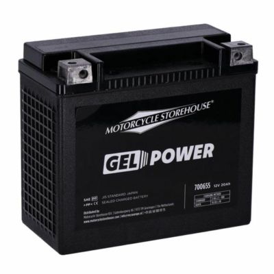 ソフテイル、ダイナ、V-ROD用 GELバッテリー 20Ah、360CCA MCS