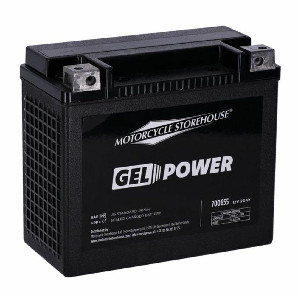 ソフテイル、ダイナ、V-ROD用 GELバッテリー 20Ah、360CCA MCS 