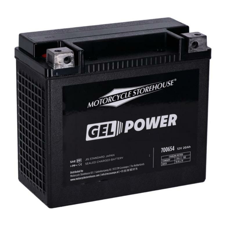 1984～1990 ソフテイル、1979～1996 スポーツスター用 GELバッテリー 20Ah、360CCA MCS 