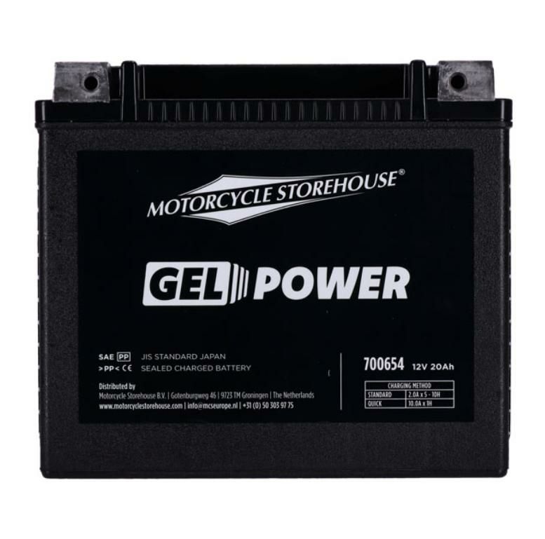 1984～1990 ソフテイル、1979～1996 スポーツスター用 GELバッテリー 20Ah、360CCA MCS 