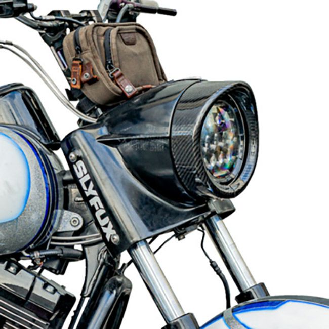 ツーリング、FLソフテイル バイザースタイル・カーボンヘッドライトトリムリング (グロス仕上げ)