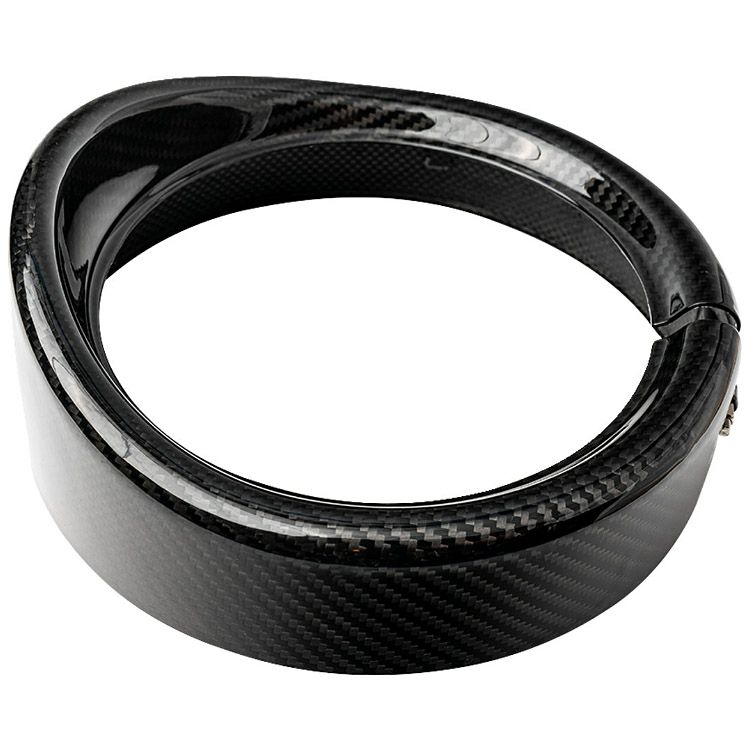 ツーリング、FLソフテイル バイザースタイル・カーボンヘッドライトトリムリング (グロス仕上げ)1