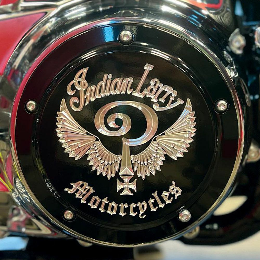 M8ツーリング Indian Larryロゴ ダービカバー グロスブラック Indian Larry Motorcycles 