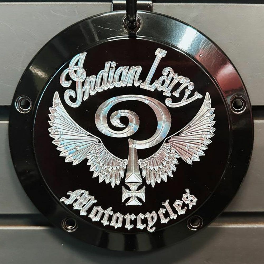 M8ソフテイル Indian Larryロゴ ダービカバー グロスブラック Indian Larry Motorcycles 