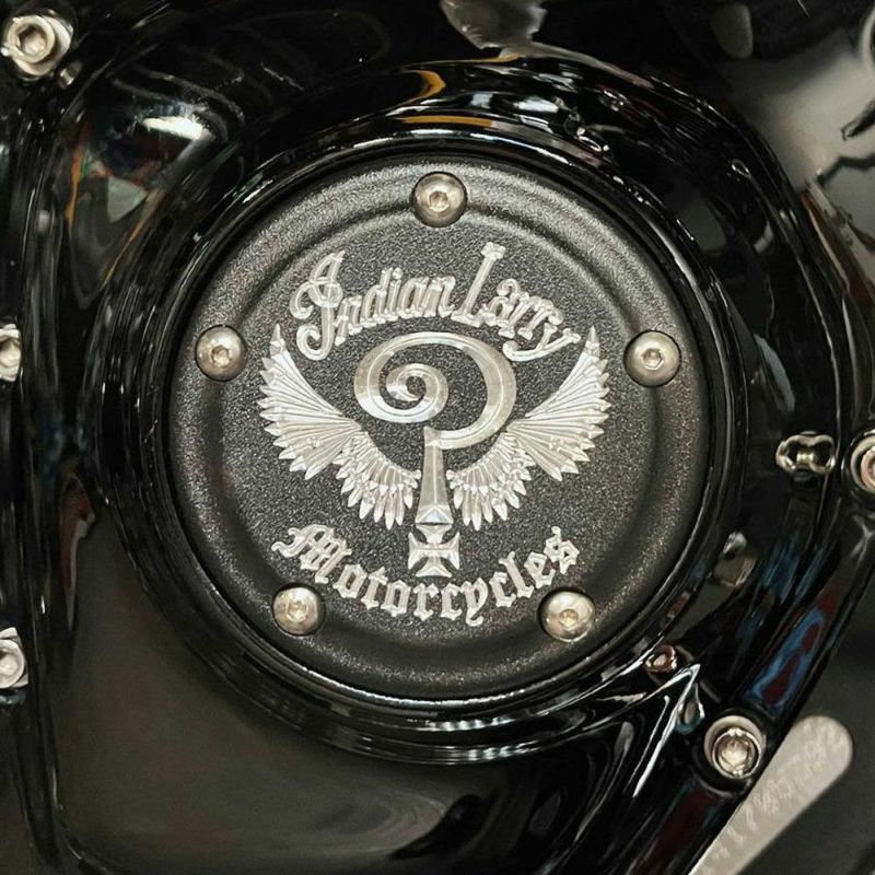  Indian Larryロゴ タイマーカバー マットブラック Indian Larry Motorcycles 
