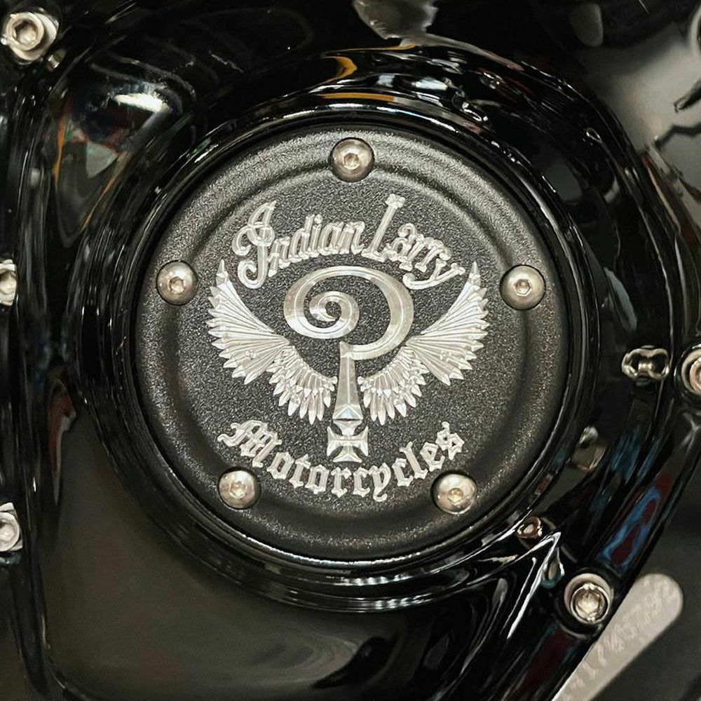  Indian Larryロゴ タイマーカバー マットブラック Indian Larry Motorcycles 