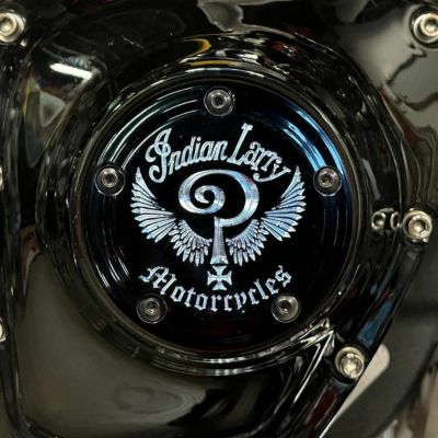 Indian Larryロゴ タイマーカバー グロスブラック  Indian Larry Motorcycles