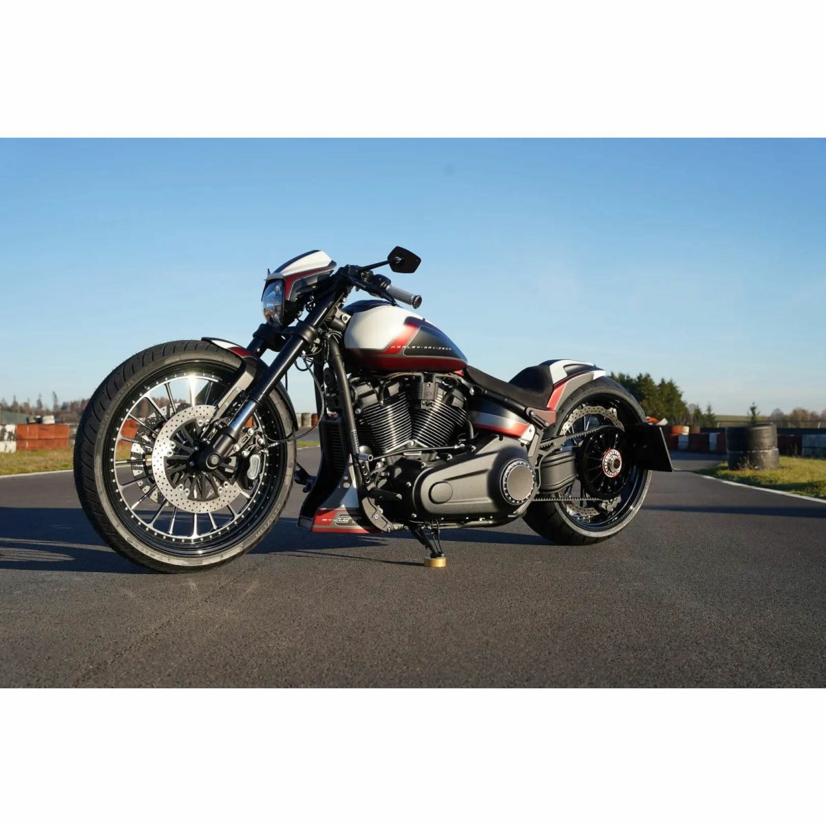 M8ソフテイル スポーツグライド 300/340mm用 キャリパー変換アダプター (ブラック)5