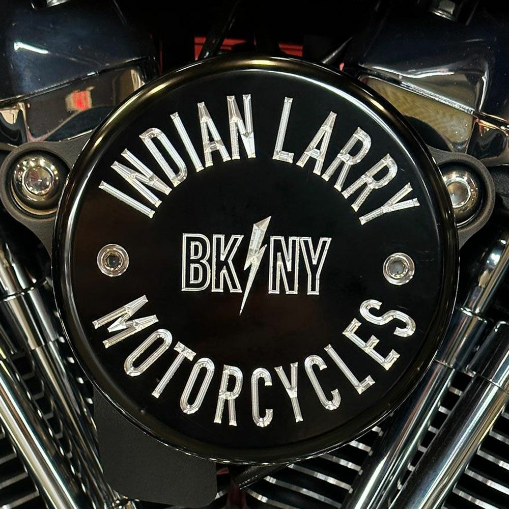  ステルスエアクリーナー用 BK/NY ロゴデザイン カバー グロスブラック Indian Larry Motorcycles 