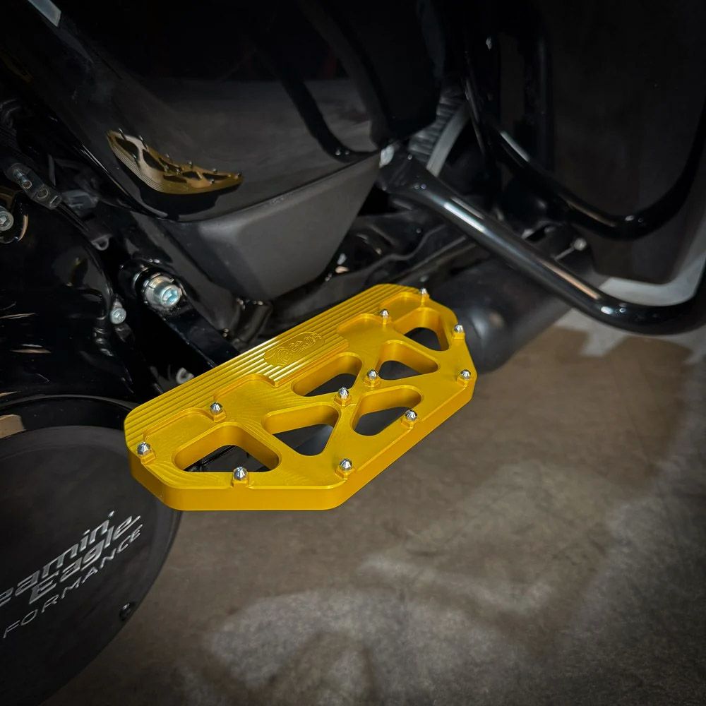  ハーレー ツーリング MX パッセンジャーフロアボード (ゴールド)1