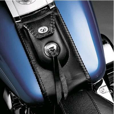 レザー・タンクパネル　ブレイデッドトリム、ポーチ付き('84～'99ソフテイル)-01