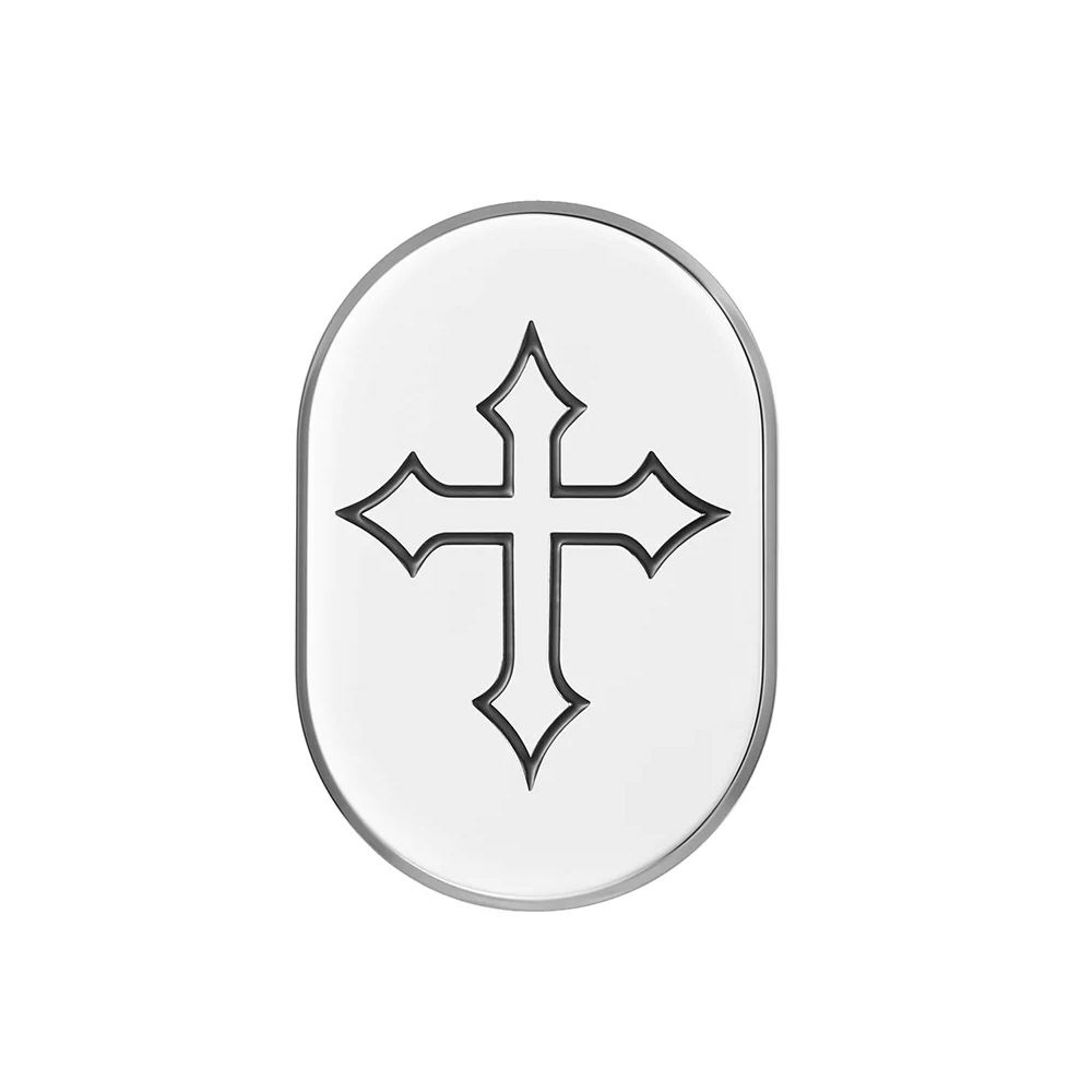 ツーリング用 アンテナホールカバー クロスデザイン 右用 (シルバー)1