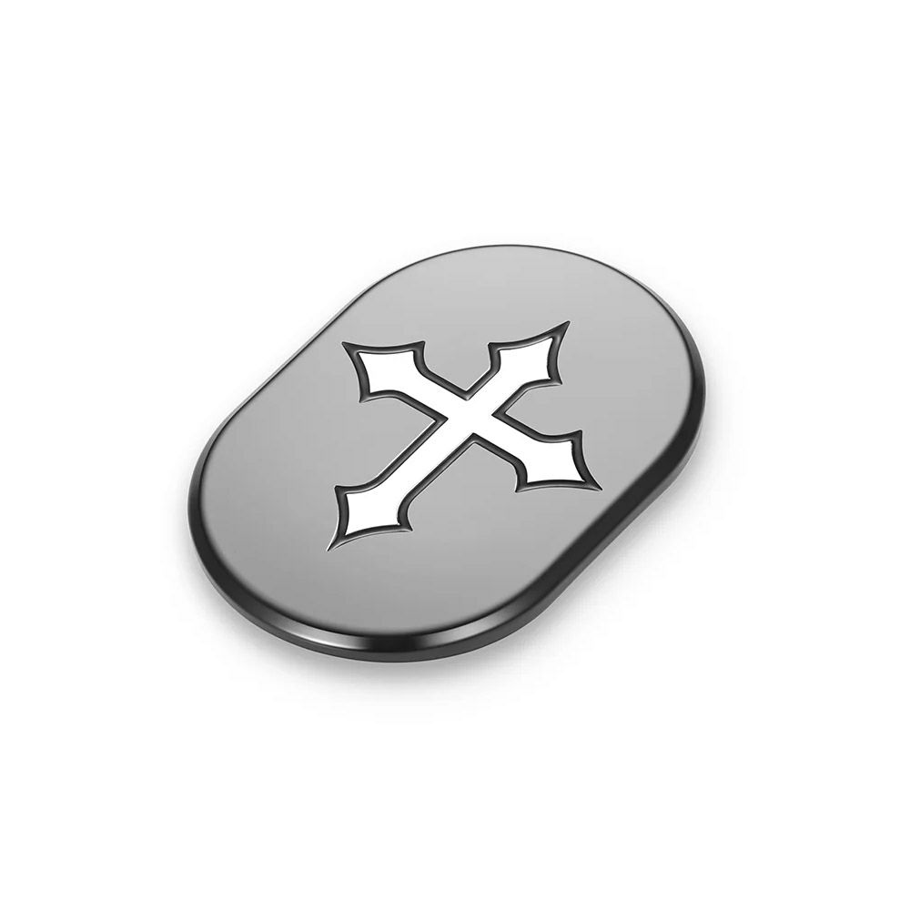 ツーリング用 アンテナホールカバー クロスデザイン 左用 (ブラック)