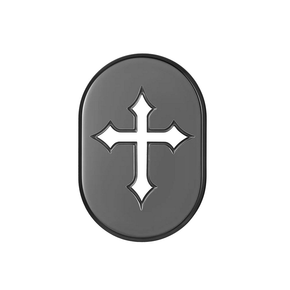 ツーリング用 アンテナホールカバー クロスデザイン 左用 (ブラック)1