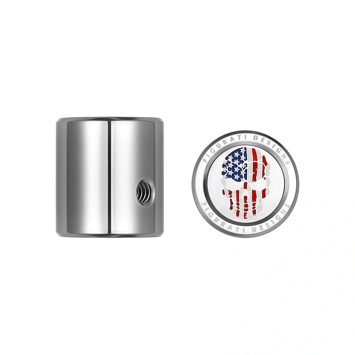 ツーリング カラー星条旗スカルデザイン ヒール&トウシフターカバー (シルバー)1