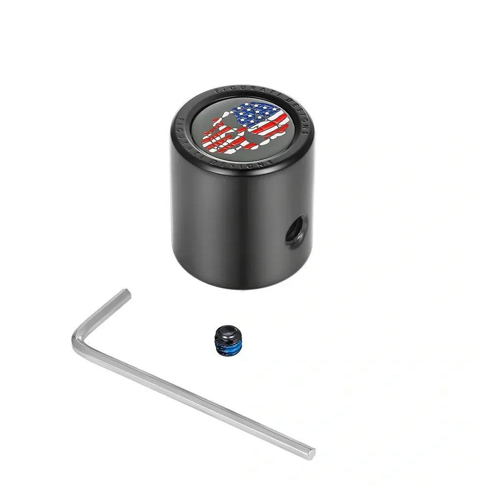 ツーリング カラー星条旗スカルデザイン ヒール&トウシフターカバー (ブラック)