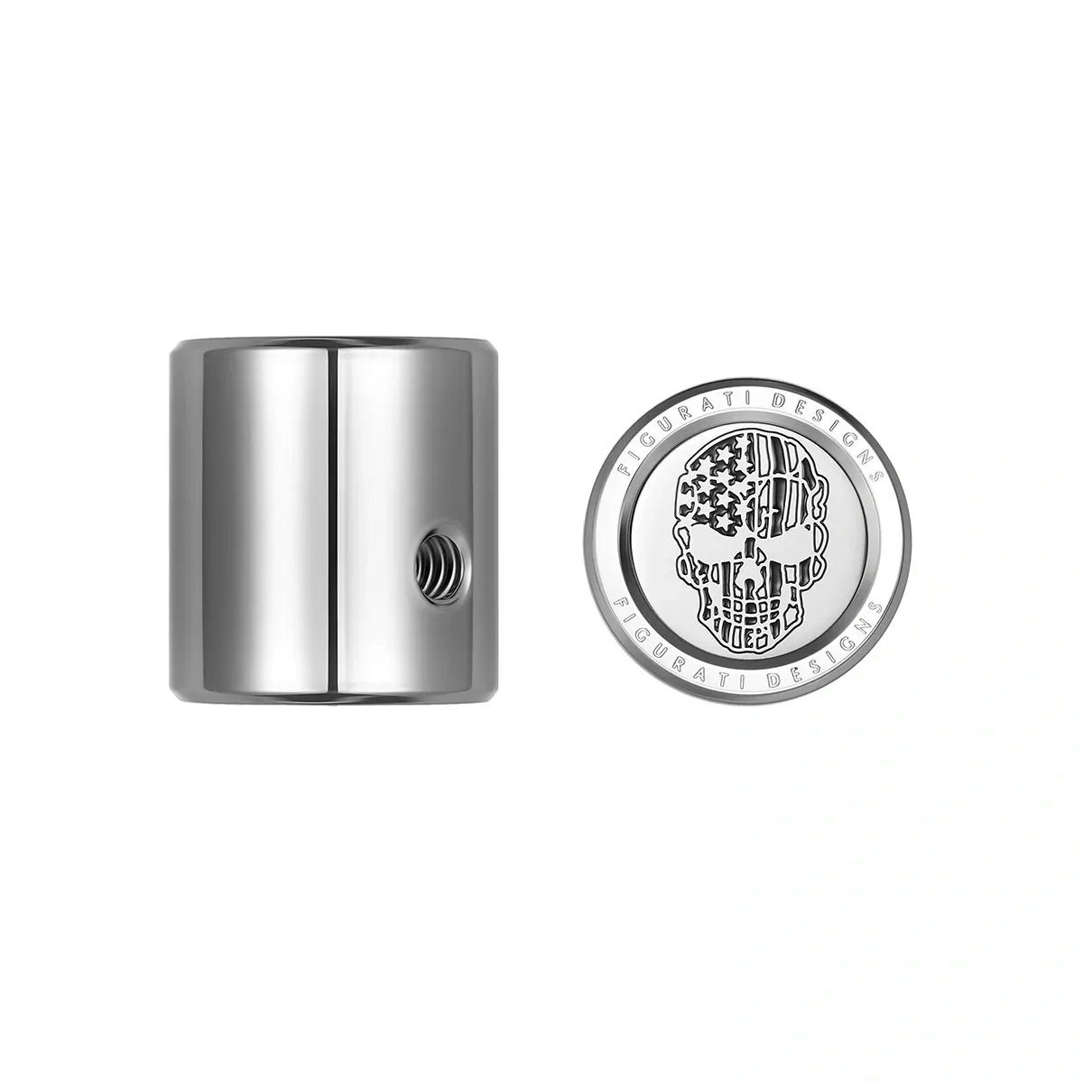 ツーリング 星条旗スカルデザイン ヒール&トウシフターカバー (シルバー)1