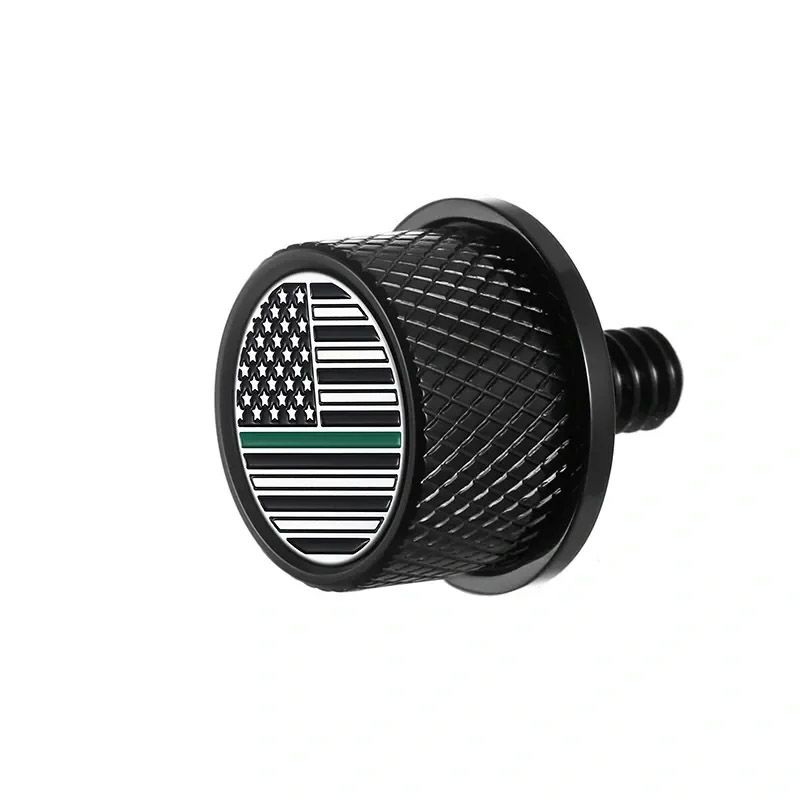 ハーレー シートスクリュー グリーンライン入り星条旗デザイン (ブラック)