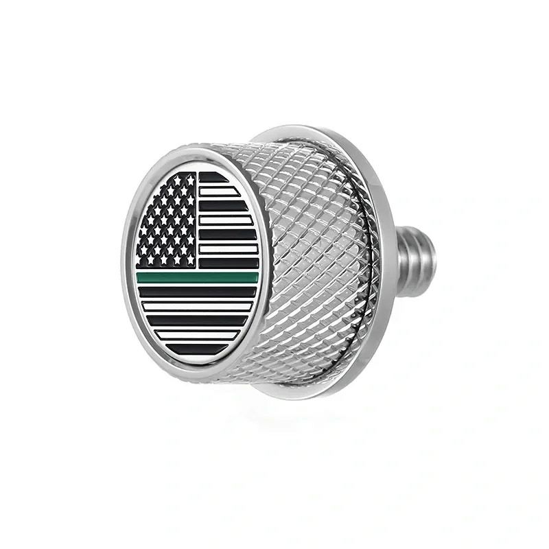 ハーレー シートスクリュー グリーンライン入り星条旗デザイン (シルバー)