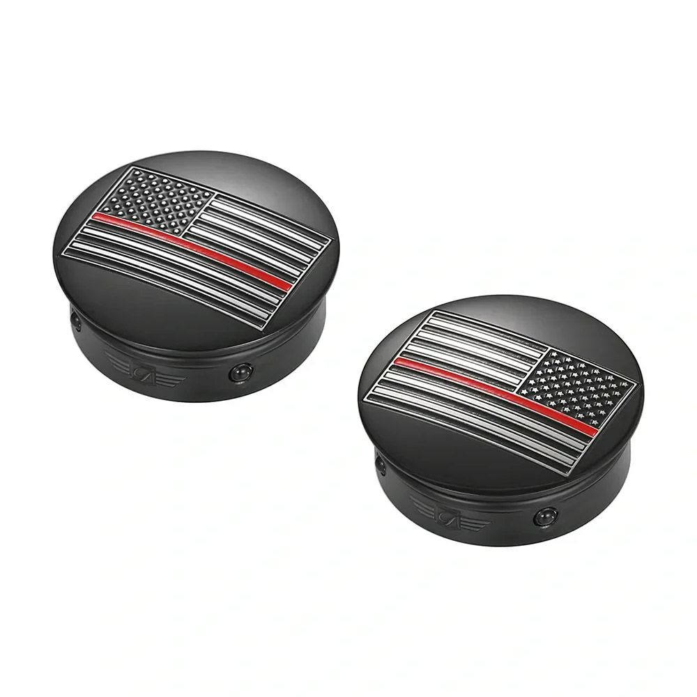  ツーリング、トライク スイングアーム ピボットカバー レッドライン入り星条旗デザイン (ブラック)