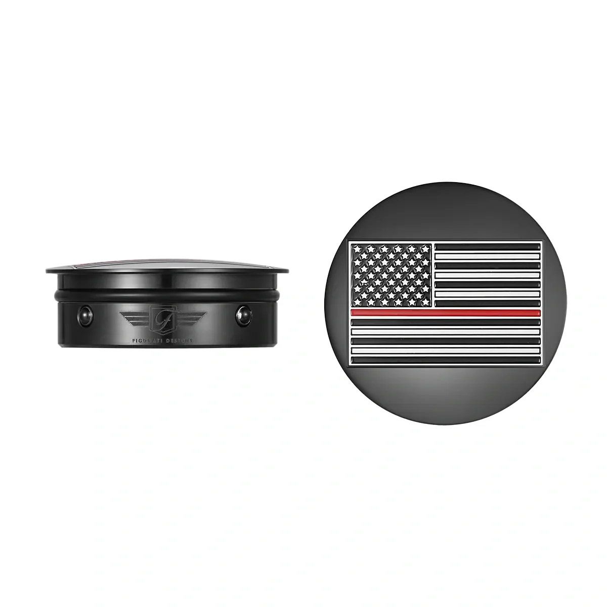  ツーリング、トライク スイングアーム ピボットカバー レッドライン入り星条旗デザイン (ブラック)1