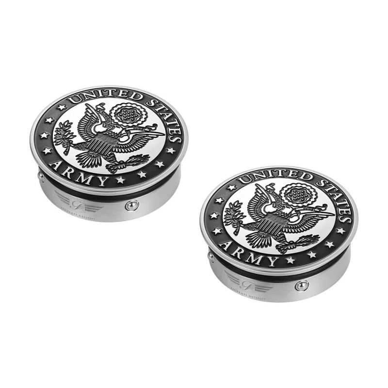 ツーリング、トライク スイングアーム ピボットカバー USアーミーデザイン (シルバー)