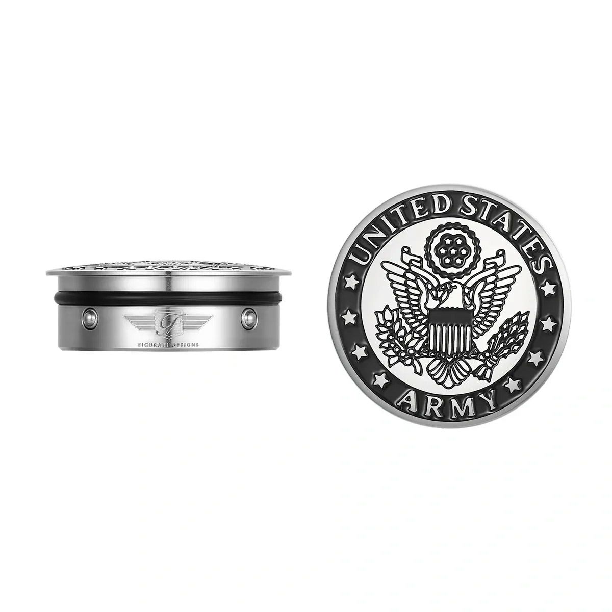 ツーリング、トライク スイングアーム ピボットカバー USアーミーデザイン (シルバー)1